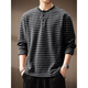 Henhut luxury high-end brand high-end striped long-sleeved T-shirt men's autumn new loose sea soul shirt Henry collar sweatshirt men black M suitable for 110-130Jin Jin equals 0.5 kg