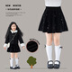Piggy Pete girls skirt autumn and winter 2025 new fashionable and high-end children's black velvet skirt winter skirt for older children 4500 black hot diamond velvet skirt 130 cm