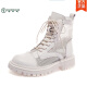Woodpecker brand high-end mesh Martin boots for women 2025 summer breathable thin hollow short boots British thick sole mesh single boots black 38