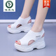 啄木鸟网红凉鞋女2025年夏季新款外穿厚底超火内增高时尚休闲鱼嘴罗马鞋 黑色 38