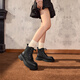 Tianmeiyi Frauenstiefel dicker alleinerer britischer Retro Sechs-Loch-Kurzstiefel für Frauen Martin-Stiefel modische Frauenschuhe KDX06DD4 Black (Samt) 37