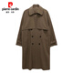 皮尔卡丹（pierre cardin）新款风衣男中长款韩版春秋季潮流宽松过膝大衣英伦风外套男2024 浅棕色【复合】 加厚 XL