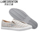 Lawesrenton Herrenschuhe Sommer atmungsaktiven Ein-Fuß-Plaidschuhen Herren Top Trendy Old Peking Canvas Schuhe Lazy Casual Schuhe Khaki Grey Canvas 39