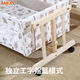 Master's degree (XS) crib solid wood splicing large bed mobile baby cradle children's bed new multi-functional environmentally friendly European style pine wood paintless single bed (6-piece set for sleeping with 6 pieces) + brown pad