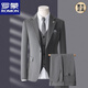 ROMON high-end suit men's three-piece Korean style slim business casual suit groom's wedding dress dark gray top + pants + vest shirt 2XL