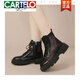 卡帝乐鳄鱼（CARTELO）真皮厚底显瘦凉靴网面马丁靴女2024新款夏季薄款镂空透气百搭短靴 黑色 38