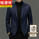 Hengyuanxiang chaqueta de traje de lana de gama alta para hombres con traje de lana delgado con traje de lana otoño e invernal de textura delicada sola oeste top 554xl marina de estilo delgado L
