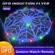 Neue UFO intelligente fliegende Untertasse Induktionsflugzeug Geste suspendierte vierachsige Drohne Kinderspielzeugflugzeug blaues UFO - Fernbedienung (kühles Licht)