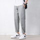 
Jewish casual pants for men in summer new loose ice silk straight sport nine-point pants for men conical Korean style trendy trousers 9904 cement grey M