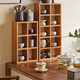 Jiayi solid wood storage rack kitchen storage rack wall-mounted mug display rack lattice rack desktop shelf cherry wood color