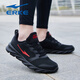 Hongxing Erke (Erke) Sneakers Herrenschuhe 2025 Neuer Sommer atmungsaktives Mesh Dad Schuhe Schwarz Mesh Schuhe schockabsorbierende weiche Sohle-Laufschuhe Schwarz/Big Red 3291 (Mesh) 42