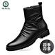 Holzspecker Chelsea -Stiefel Männer echtes Leder Low Top Retro weiche Lederseite Reißverschluss Britisch -Top Short Stiefel und Fleece Martin Boots Herren Schwarz -1 Single Schuh Flachferse 38 240