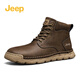 Jeep Jeep Martin Boots Herren Winter 2024 Neues echtes Leder weicher Sohle bequemer High Top Herrenschuhe und vielseitige Freizeit Lederstiefel Khaki 42