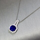 Fat Donglai's same style tanzanite sapphire square covered with diamonds tanzanite blue jewelry set three-piece set for women 1g pendant (1 carat/6.5mm) including necklace