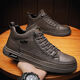 Woodpecker classic board shoes men's Martin boots shoes spring high top retro British casual leather shoes work boots one foot trendy shoes 5777 black 41