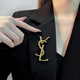 SNQP Letter Brooch Lapel Pin Women's Crystal Corsage Style Suit Coat Small Fragrance Retro Pin Snake Pattern - Bronze
