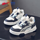 Warrior children's shoes, boys' shoes, autumn and winter children's cotton shoes, medium and large children's plus velvet sneakers WZ-C142L dark blue/white/grey 32