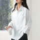 The same brand of women's tops and shirts for women 2025 new loose casual long-sleeved shirts, jackets, shirts, white M recommended (120-140 Jin Jin equals 0.5 kg) loose version