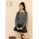 Zihan (ZIHAN) Zihan plaid shirt collar knitted cardigan A-line pleated skirt upper and lower two-piece suit for women 2025 winter new style Yuandai Gray XS