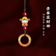 其势 手机挂绳挂件饰品 沙金小财神朱砂手机链 防丢配绳短款吊坠护身符 U盘钥匙扣多功能挂饰 红纹-财神