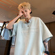 Poke heavy suede short-sleeved T-shirt men's summer new American fashion brand steel stamp large size loose teenager top white XL 135-150Jin [Jin equals 0.5 kg]