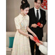 Maxbeth's new Chinese style 2025 new cheongsam toast suit bride small engagement dress for women's evening dress can be worn normally, champagne color M (recommended 96-105Jin [Jin equals 0.5 kg])
