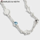 CHARLES&KEITH blue secret design adjustable bracelet for birthday gift CK5-12120398 Silver 24.9cm 1 piece