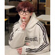 7 high-quality American retro three-stripe sweatshirts for men in autumn new hooded trendy brand loose tops couple coats bottoming shirt XXJR-FG1128 white gray XL 175-185cm 115-135Jin Jin is equal to 0.5 kg
