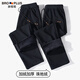 Fat brother plus size men's straight casual pants men's loose fat autumn and winter velvet thickened sweatpants plus fat plus long pants black pique velvet straight casual pants 5XL 250-270Jin Jin is equal to 0.5 kg