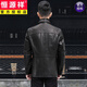 Hengyuanxiang 2025 new leather jacket Haining genuine leather jacket men's sheepskin motorcycle hunting jacket genuine leather jacket lapel short coat black XL 175