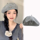 Yi Jian beret with bow for women, versatile temperament, retro fashion painter hat, autumn and winter hat with wool beret, exquisite bow beret, gray, one size fits all (recommended 55-57cm)