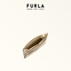 FURLA CAMELIA cowhide small simple solid color women's card clip small thin card bag nude color