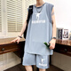 Pei Shiyans Sommer-Eis Silk-ärmellose T-Shirt Boy 12-15 Jahre alte Junior- und Senior High School-Schüler Big Children's Weste Basketball Uniform Sportanzug Trend 6636 Blue Weste + Shorts M 80-100jin [Jin gleich 0,5 kg]