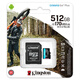Kingston 512GB TF (MicroSD) Speicherkarte U3 V30 A2 4K Lesen Sie 170 MB/s Game Console Dash Recorder Sportkamera Drohnen -Überwachung Speicherkarte
