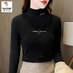 Woodpecker German velvet half-turtle collar bottoming shirt for women in autumn and winter slim fit warm plus velvet bear top new long-sleeved T-shirt Charming apricot thickened double-sided velvet L Recommended 105-120Jin Jin equals 0.5 kg