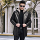 
Caesar imported silver orchid marten fur integrated mink parka overcome men's imported goatskin genuine leather fur mink coat coat black 4XL