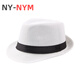 NY-NYM middle-aged and elderly men's outdoor sun hat prom party jazz hat linen curled top hat gentleman hat khaki 58cm