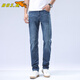 博世堡（BOS.B）飞鱼牛仔裤男秋季新款宽松直筒弹力舒适男士简约通勤休闲百搭长裤 蓝色（15780） 34( 建议160-170斤)
