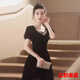 Dai Xiaoshi black evening dress high-end light luxury niche French Hepburn sense host female banquet art test coming of age ceremony black long/sleeved L