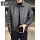 JEEP SPIRIT Jeep American fashion brand leather jacket men's autumn and winter 2025 new velvet thickened retro trendy motorcycle leather coffee color regular XL 125-145Jin Jin equals 0.5 kg
