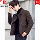 Pierre Cardin wool short coat men's coat autumn and winter woolen jacket thickened lapel British style double-sided velvet jacket coffee color high quality M recommended 90-110Jin Jin equals 0.5 kg