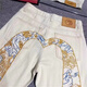 Yandian 2024 Spring and Autumn Yunteng Jeans Men's Trendy Brand Personality Big M Embroidery Print Casual Slim Straight Internet Celebrity Pants Pidi-9227 Picture Color 30