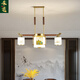Heliang nuevas lámparas de sala de estar de lámparas chinas, toda la madera de cobre sólida, faros delanteros de construcción de dúplex de alta gama, comedor, estilo chino 9906 Qianlijiangshan-Copper+madera+hierro+jade-24 cabezas