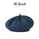 Mr DUCK Boina literaria retro japonesa teñida a mano 100% algodón para hombres y mujeres sombrero de mezclilla texturizado lavado sombrero de pintor artístico MS46718-azul vaca clásico (boina) M (adecuado para circunferencia de cabeza de 55-56 cm)