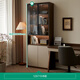 Quanyou Home New Chinese Bookcase Glass Display Cabinet Study File Cabinet Floor-standing Wall Storage Storage Cabinet Furniture Walnut Color + Beige Bookcase