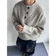 POUM Henry collar sweater men's autumn and winter trendy high street sweater tops American sweater jacket LJWP-MY338 Gray XL