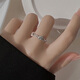 BXES925 sterling silver rose ring female niche bestie index finger ring light luxury ring open ring tail ring cross rose ring anti-oxidation sealed bag