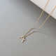 Xuecong Korean pure 14K necklace simple mini inlaid zircon cross pendant slim mini K gold clavicle chain necklace 14K gold