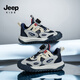 Jeep Jeep Jungen Frühlings- und Herbst -Kinder -Turnschuhe weicher Sohle leichtgewichtige Sommerlaufschuhe für Mädchen 2024 neue Knopfschuhe Dunkelblau rot [Single Net] 36 Schuhe Länge ca. 23,2 cm