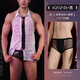 Rollenspiele sexy Pyjamas für die anregenden Uniformen von Männernpaaren für verführerische Tanga Drei-Punkte-Sex-Pyjamas für Männeruniformen + schwarze karierte Unterwäsche Sex Unterwäsche für Männerbett Date Robe